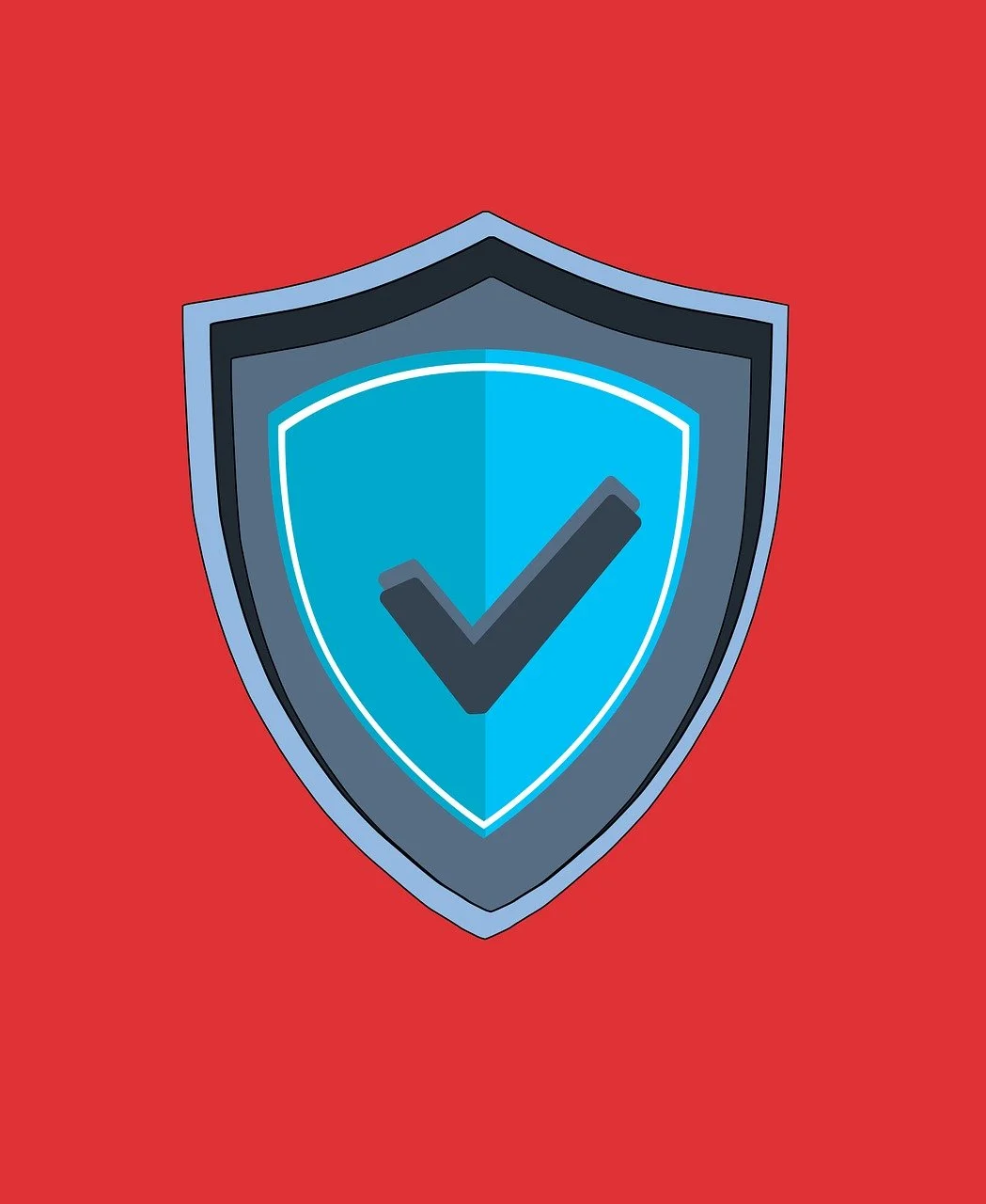A graphic of a dark grey and blue shield with a large black checkmark, symbolizing the successful security verification required to mitigate third-party cyber ris