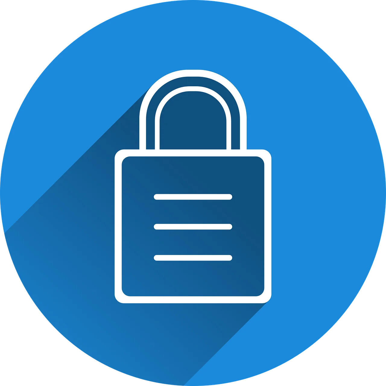 Padlock icon on a blue circular background, symbolizing the foundational identity verification required in Zero Trust for small business.