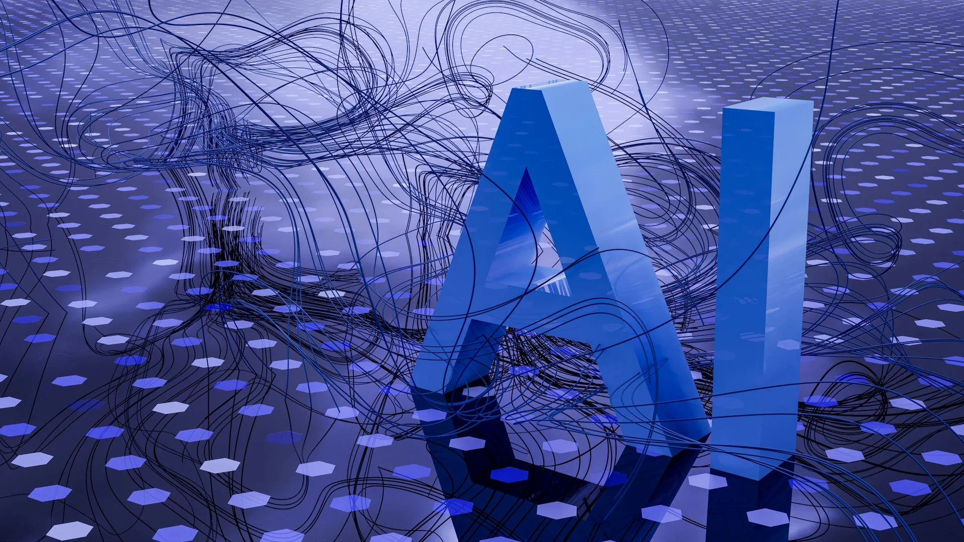 A detailed black and white circuit board pattern centered on an "AI" processor chip, representing the autonomous processing power of Agentic AI for small business.